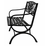 Záhradná kovová lavička – čierna